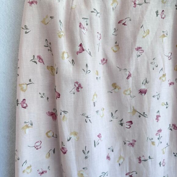 Coldwater Creek Linen Blend Floral Midi Skirt Pink White Cottagecore vintage M - Picture 6 of 8